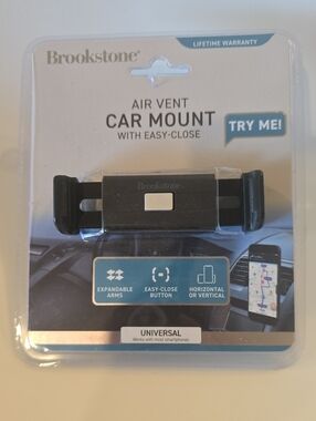 Brookstone Black and Silver Air Vent Car Mount Holder